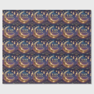Eid Mubarak Islamic celebration Gold And navy Wrapping Paper