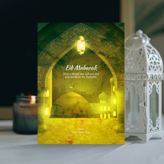 Eid Mubarak | Islamic decorative gate grunge Invitation (Creator Uploaded)