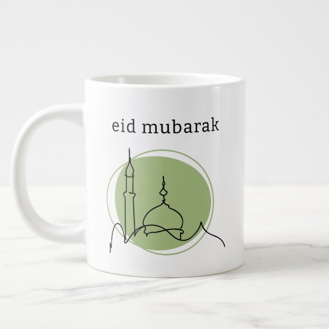 Eid Mubarak Jumbo Coffee Mug - Mosque Line Art (Left)