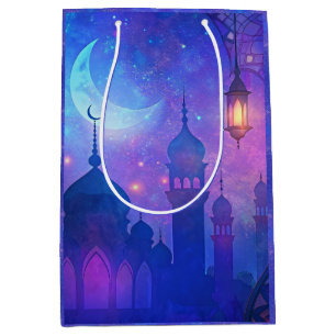 Eid Mubarak Magic Arabian Nights Crescent Blue Art Medium Gift Bag
