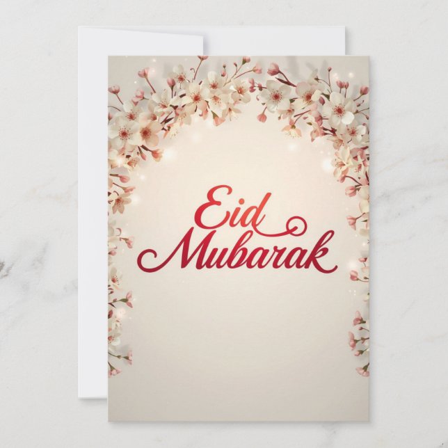 Eid mubarak Modern Floral greeting Card (Front)