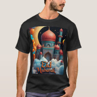 Eid Mubarak Mosque with Balloons Tshirt For Men