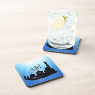 Eid Mubarak Mosque with Typography Coaster