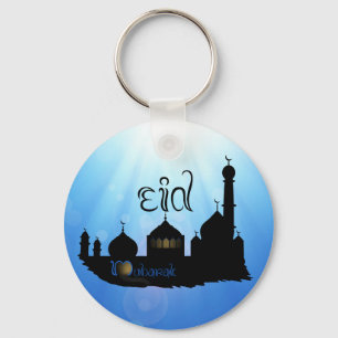 Eid Mubarak Mosque with Typography Keychain