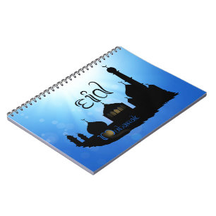 Eid Mubarak Mosque with Typography Notebook