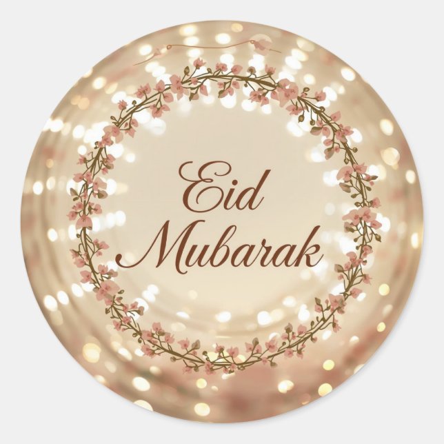 Eid Mubarak Muslim Classic Round Sticker (Devant)