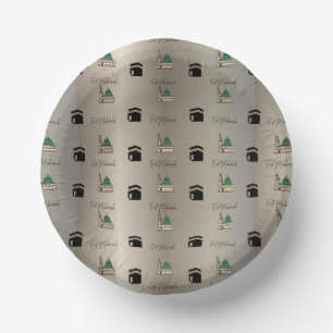 Eid Mubarak Paper Bowl –Gold Kaaba & Masjid Nabawi Paper Plate