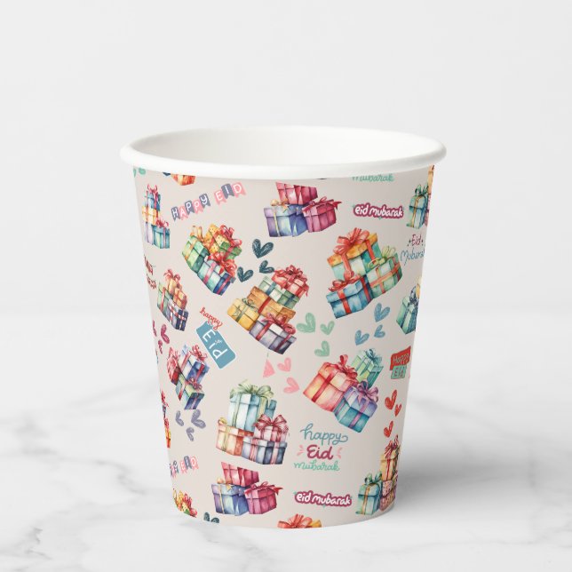 Eid Mubarak Paper Cups – Colourful Gift Boxes (Front)