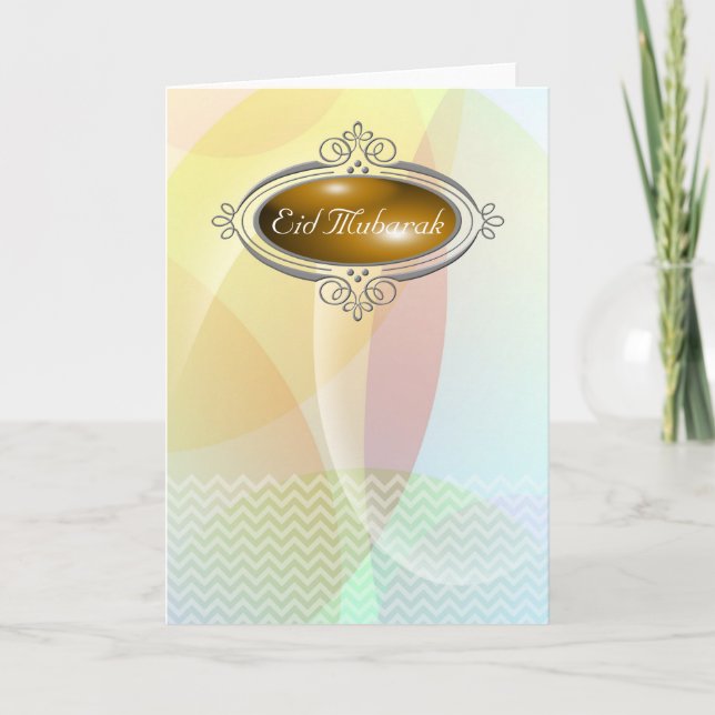 Eid Mubarak PastelChevron Holiday Card (Front)