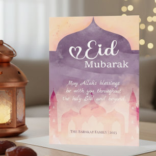 Eid Mubarak Personalized Card with Mosque Design