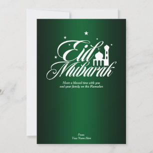 Eid Mubarak Ramadan Greeting Card   Elegant Green