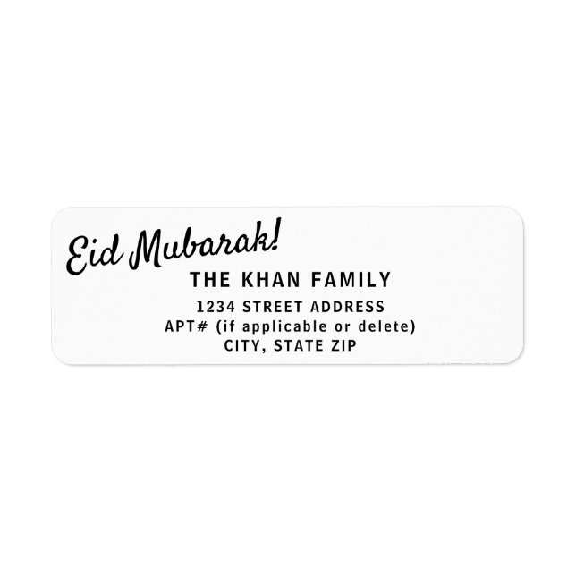 Eid Mubarak Return Address Sticker Label (Front)
