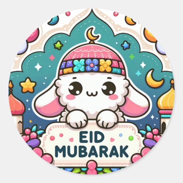 Eid Mubarak Sheep Classic Round Sticker (Front)