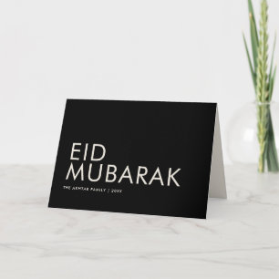 Eid Mubarak Simple Modern Black White Eid Holiday Card