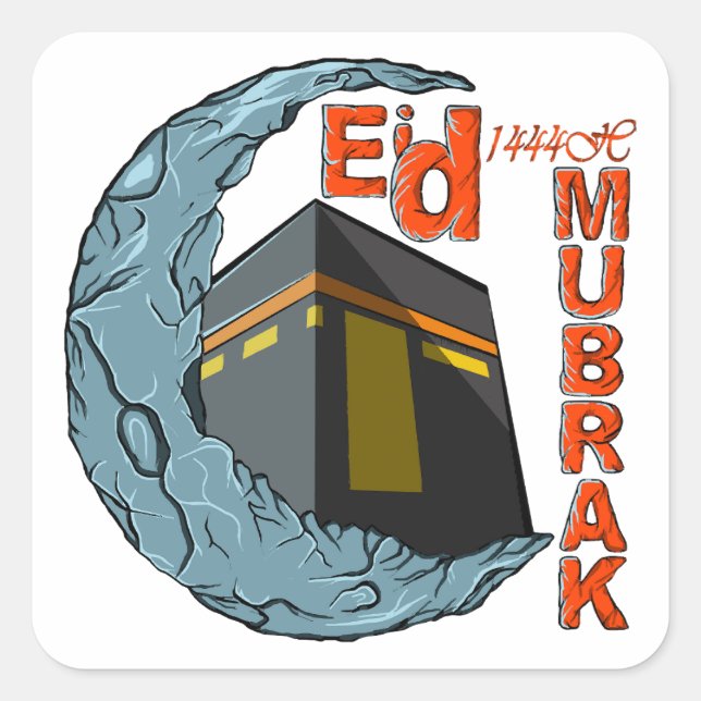 Eid mubarak square sticker (Front)