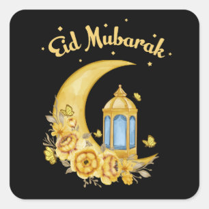 Eid Mubarak Sunflower Splendour: Joyful Blossoms & Square Sticker