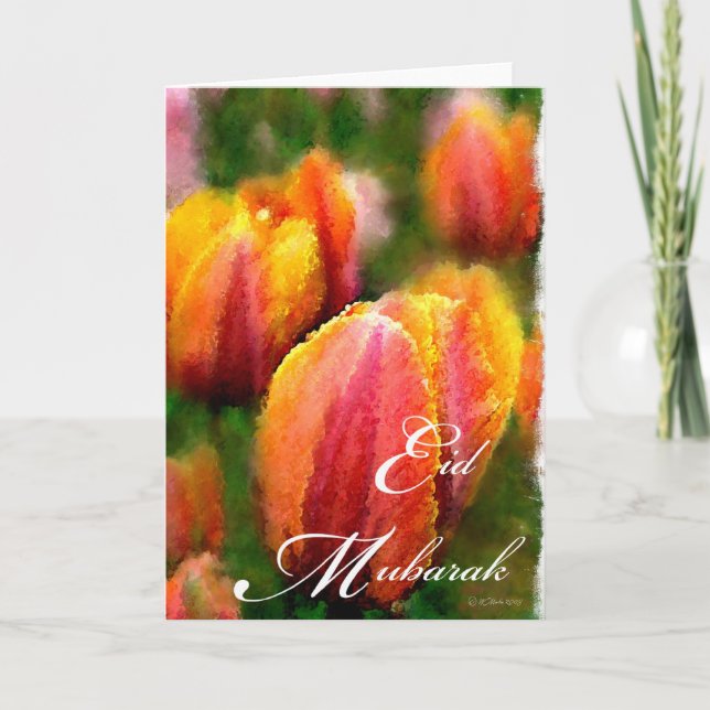 Eid Mubarak-Tulips Holiday Card (Front)