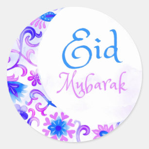 Eid Mubarak Watercolor  Classic Round Sticker