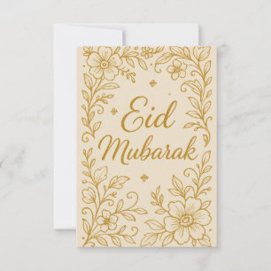 Eid Mubarak - White and Gold Mosque Flowers Invitation