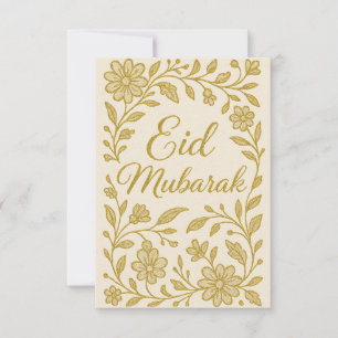 Eid Mubarak - White and Gold Mosque Flowers Invitation