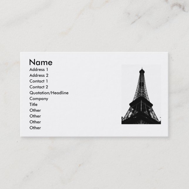 Eifel Tower Business Card (Front)
