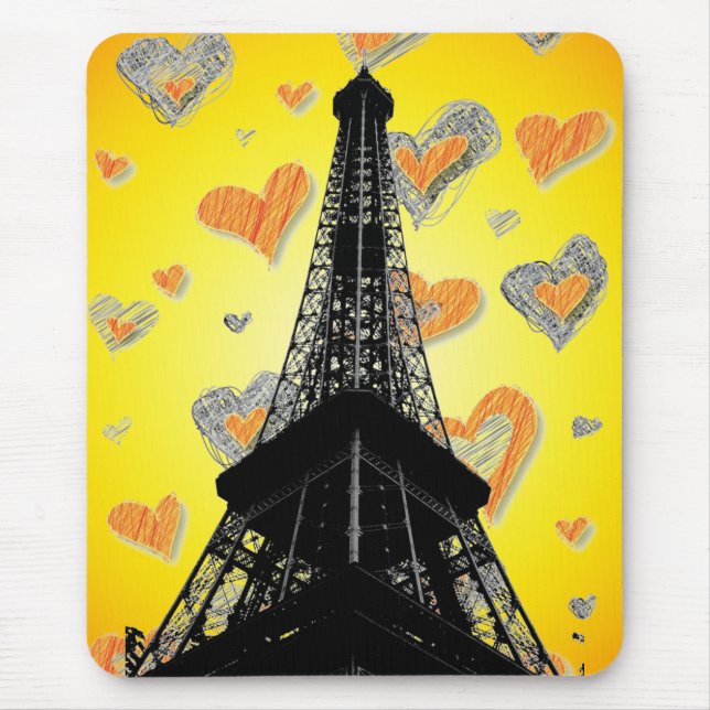 Eifel Tower Hearts Mousepad (Front)
