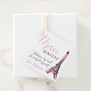 Eifel Tower Paris Parisian Birthday Thank You Favour Tags