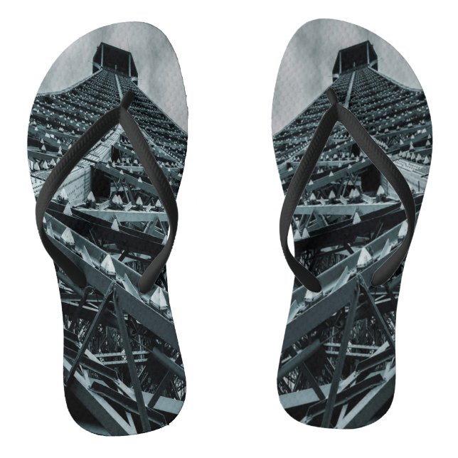 Eifel tower Paris Steel and the sky   Flask Socks  Flip Flops (Footbed)