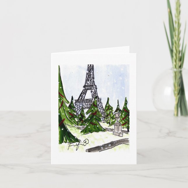 Eiffel Christmas Trees Card (Front)