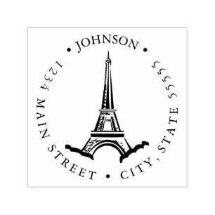 Eiffel Illustration Return Label Self-inking Stamp