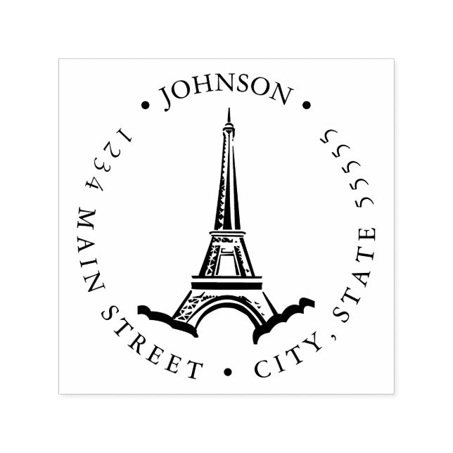 Eiffel Illustration Return Label Self-inking Stamp (Design)