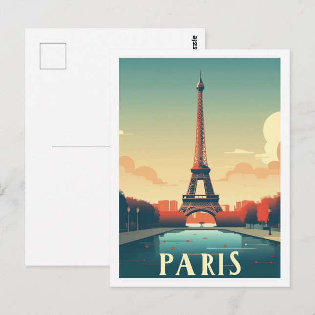 Eiffel Paris France Vintage Famous Travel Place Postcard (Front/Back)