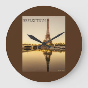 Eiffel Reflections  Large Clock