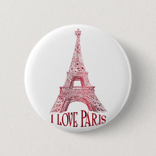 Eiffel tower 2 inch round button
