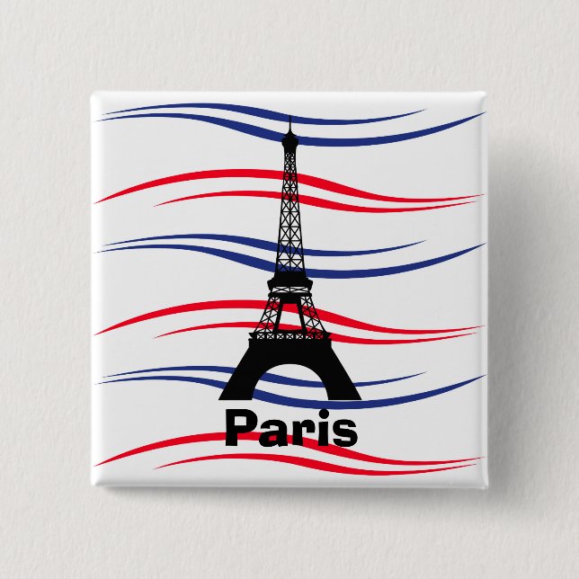 Eiffel Tower 2 Inch Square Button (Front)
