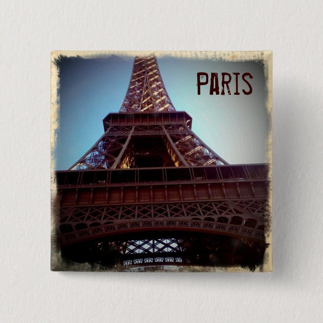 Eiffel Tower 2 Inch Square Button (Front)