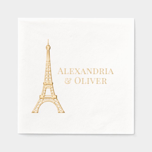 Eiffel Tower #2 Paris France Wedding Couple Foil Napkins (Front)