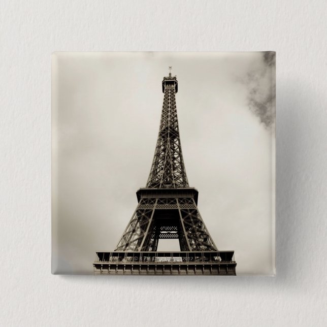 Eiffel Tower 8 2 Inch Square Button (Front)