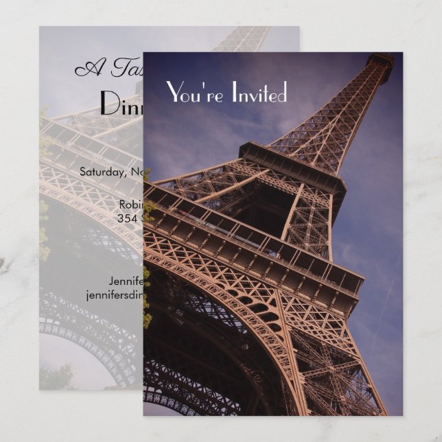 Eiffel Tower A taste Of France Dinner Party Invite (Front/Back)