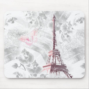 Eiffel tower against the background of orchids mouse pad