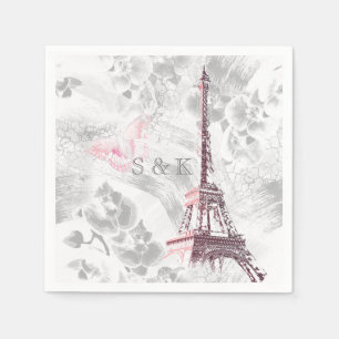 Eiffel tower against the background of orchids napkin