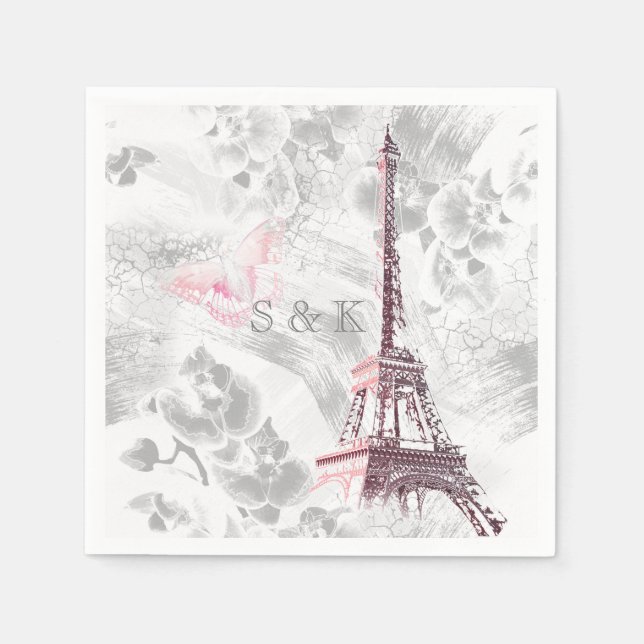Eiffel tower against the background of orchids napkin (Front)