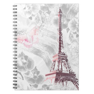 Eiffel tower against the background of orchids notebook