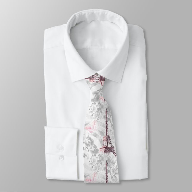 Eiffel tower against the background of orchids tie (Tied)