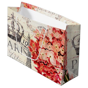 Eiffel Tower and hydrangea  Large Gift Bag