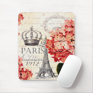 Eiffel Tower and hydrangea  Mouse Pad