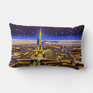 Eiffel Tower and Paris Under the Stars Lumbar Pillow