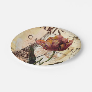 Eiffel tower and tulip paper plate