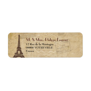 Eiffel Tower Antique Parisienne Adresse de retour 