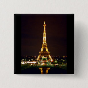 Eiffel Tower at Night - Colour 2 Inch Square Button